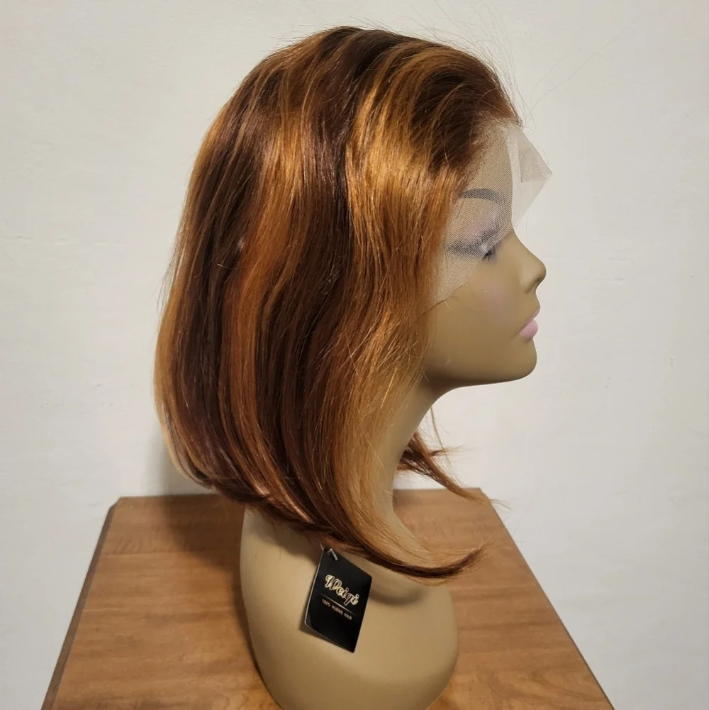 Weiqi Bob Wig Human Hair Highlight Bob Lace Front Wig